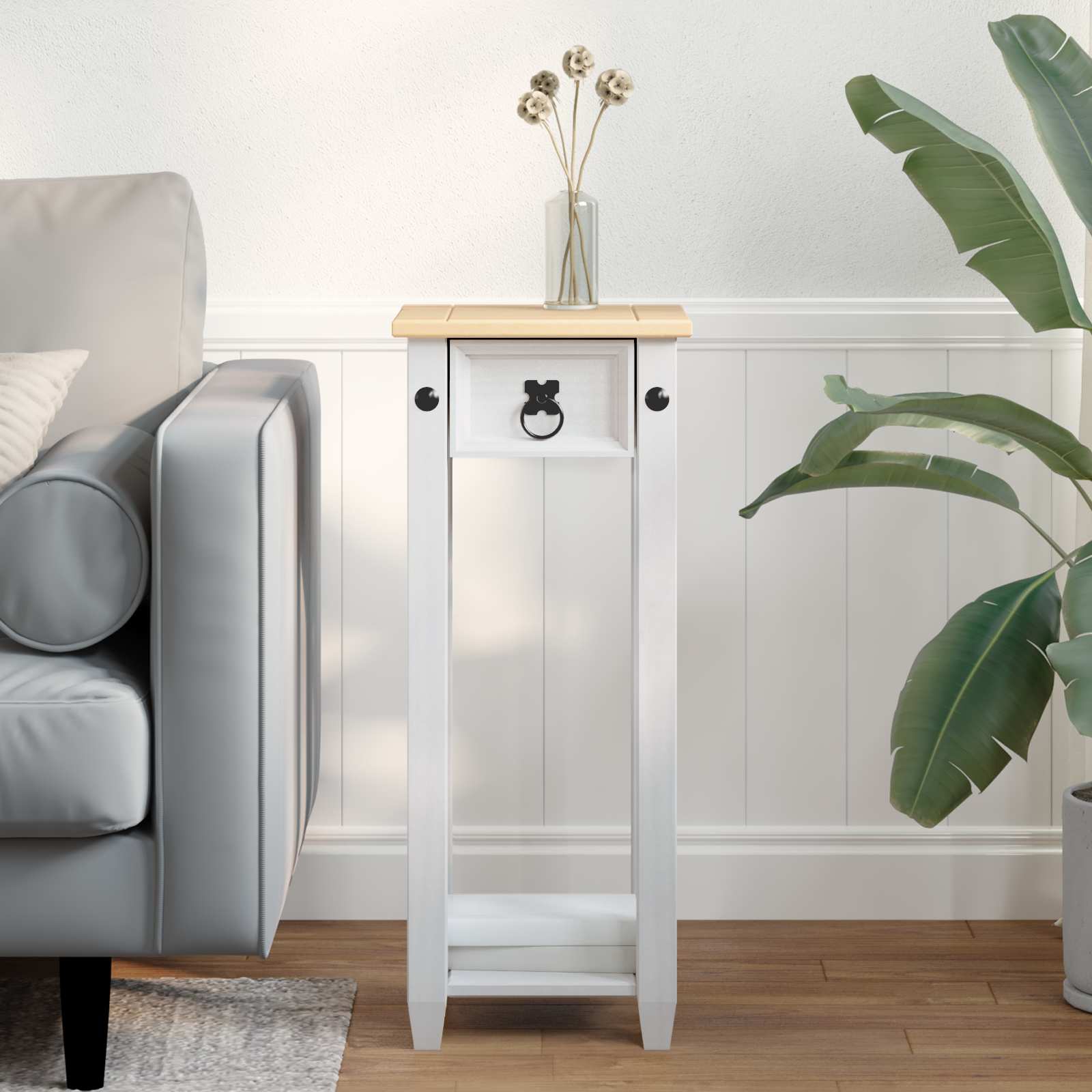 vidaXL Plant Stand White 30 x 30x 73 cm Solid Pine Wood 1