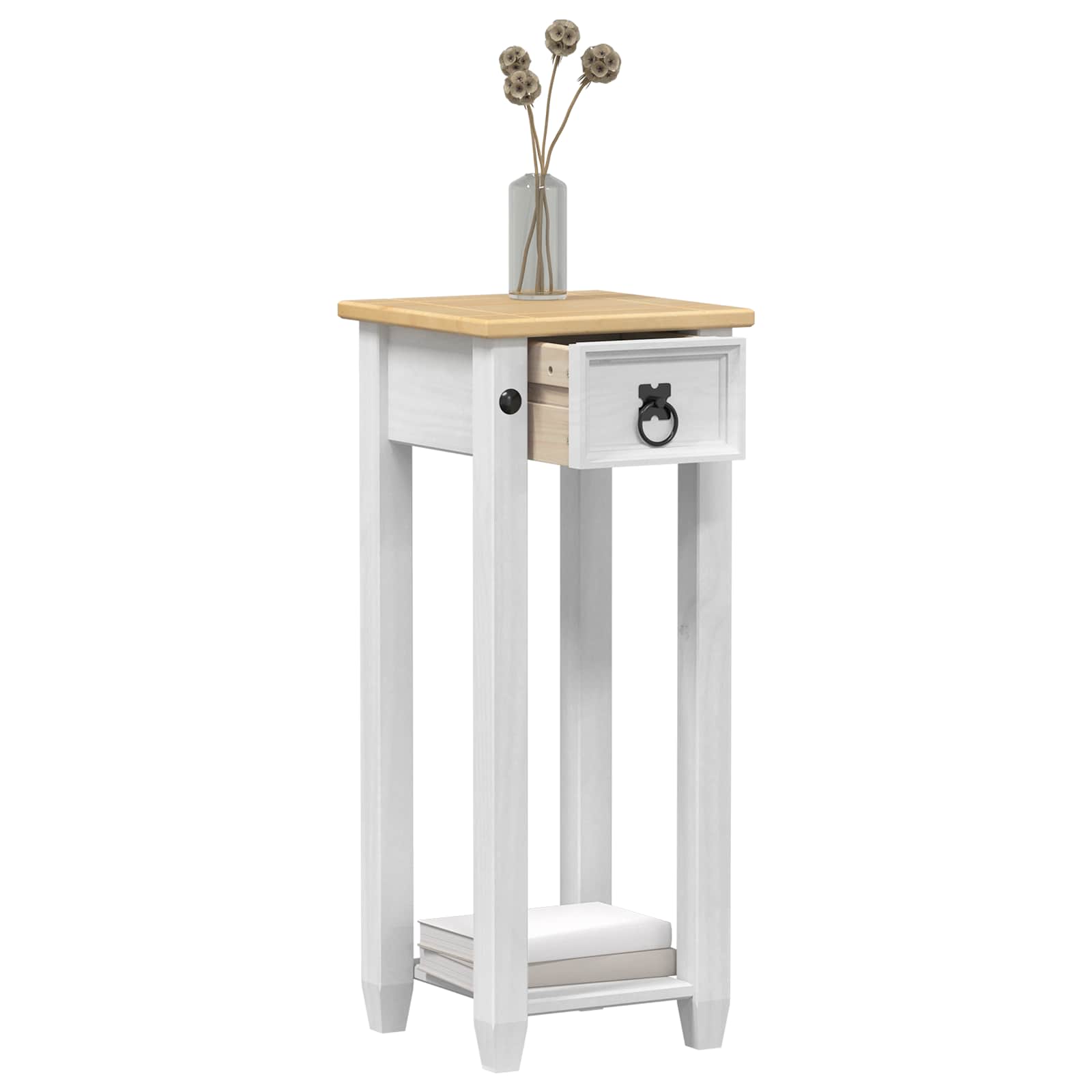 vidaXL Plant Stand White 30 x 30x 73 cm Solid Pine Wood 3