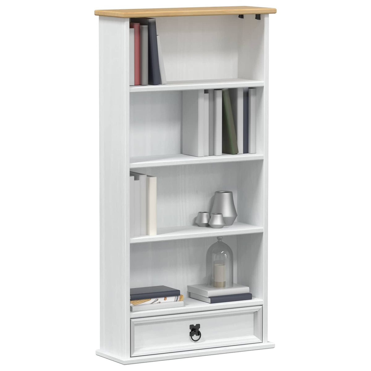 CD cabinet 52 x 17.5 x 103 cm Solid Pine Wood White