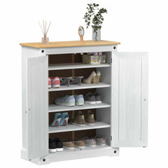 vidaXL Shoe Cabinet with Door White 86 x 38.5 x 108 cm Solid Pine Wood 3