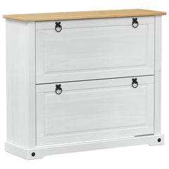 vidaXL Shoe Cabinet Corona White 99 x 32 x 85 cm Solid Pine Wood 2