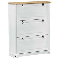 vidaXL Shoe Cabinet Corona White 99 x 32 x 122 cm Solid Pine Wood 2