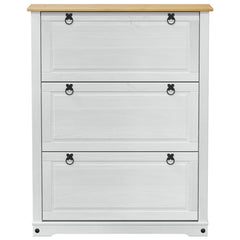 vidaXL Shoe Cabinet Corona White 99 x 32 x 122 cm Solid Pine Wood 4