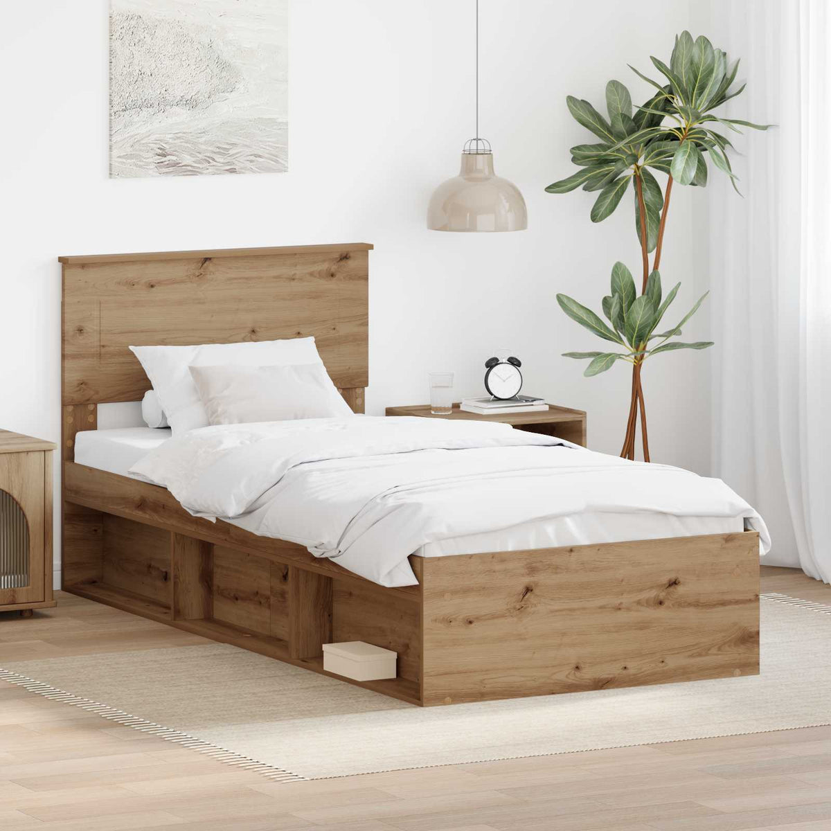 Bed Frame Headboard Engineered wood Artisan oak