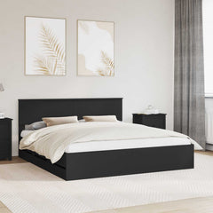 Bed Frame with Drawer Engineer Wood Length 200 cm Black 180 cm