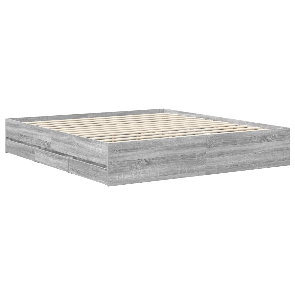 Bed Frame with Drawer Engineer Wood Length 200 cm Grey Sonoma 180 cm