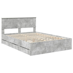 Bed Frame with Drawer Engineer Wood Length 200 cm Concrete Grey 140 cm