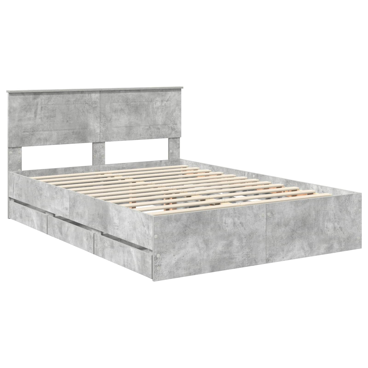 Bed Frame with Drawer Engineer Wood Length 200 cm Concrete Grey 140 cm
