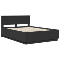 vidaXL Bed Frame with Headboard Black 150 x 200 cm Engineered Wood 4