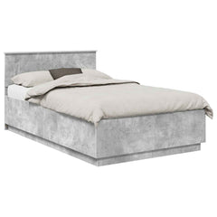 Bed Frame 135 x 190 cm Engineered Wood Concrete grey