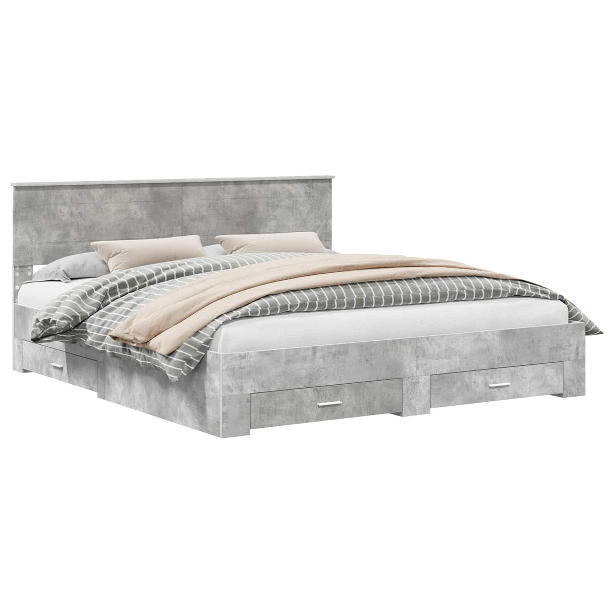 Bed Frame Engineered Wood Length 200 cm Concrete Grey 200 cm