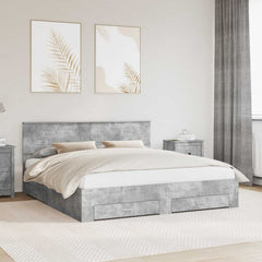 Bed Frame Engineered Wood Length Concrete Grey