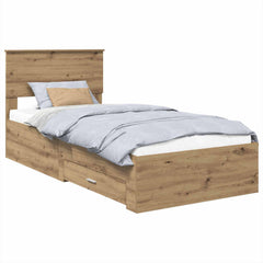 Bed Frame with Drawer Engineered Wood Length 200 cm Artisan Oak 90 cm