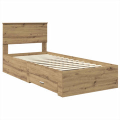 Bed Frame with Drawer Engineered Wood Length 200 cm Artisan Oak 90 cm