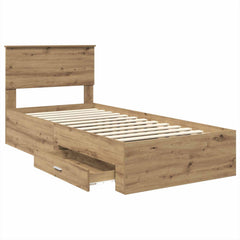 Bed Frame with Drawer Engineered Wood Length 200 cm Artisan Oak 90 cm