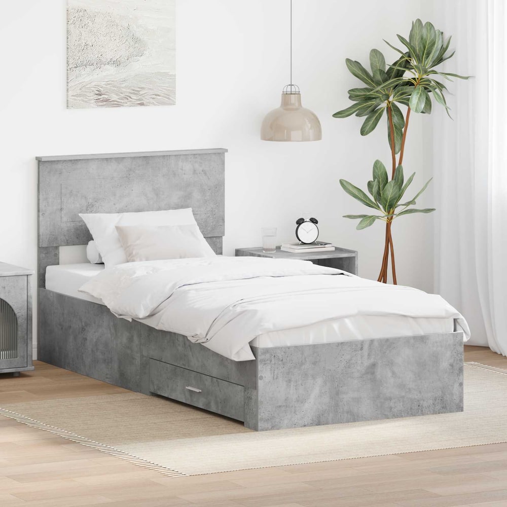 Bed Frame Engineered Wood Concrete grey