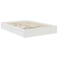 Storage Bed with Drawer Engineered Wood Length 190 cm White 140 cm