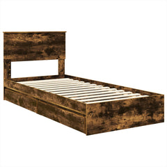 Storage Bed with Drawer Engineered Wood Length 200 cm Smoked Oak 100 cm