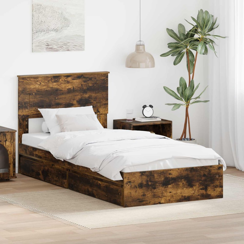 Storage Bed Drawer Engineered Wood Length Smoked oak