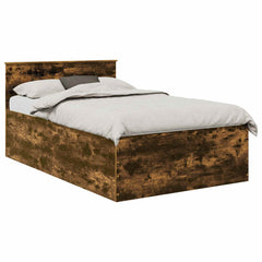 Bed Frame with Headboard 135 x 190 cm Engineered Wood Smoked oak