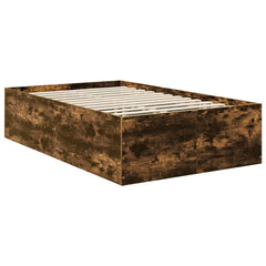 Bed Frame with Headboard 135 x 190 cm Engineered Wood Smoked oak
