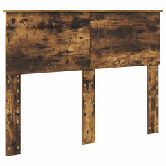 Bed Frame with Headboard 135 x 190 cm Engineered Wood Smoked oak