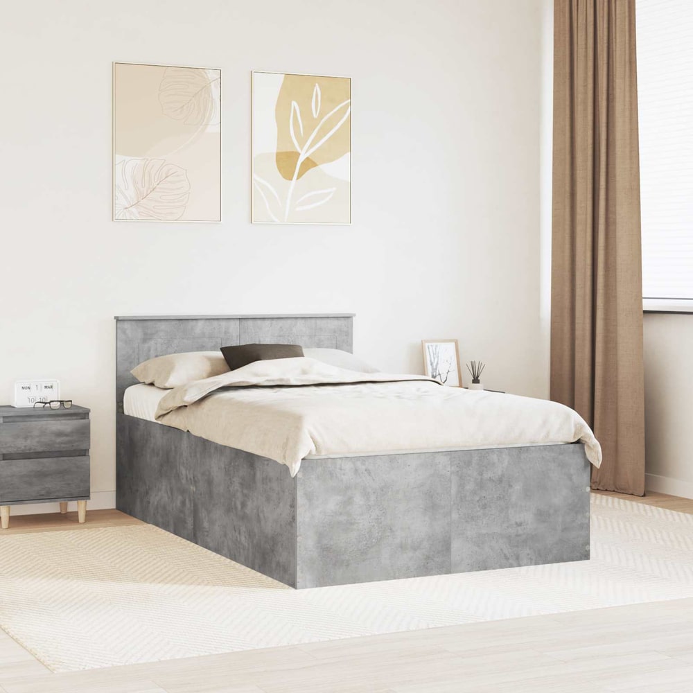 Bed Frame Engineered Wood Concrete grey