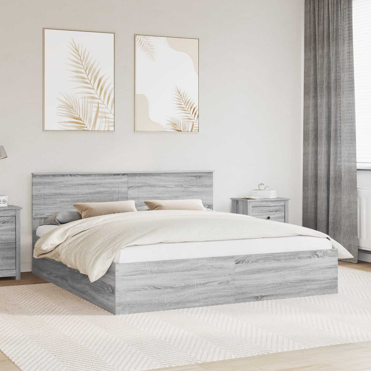 Bed Frame Engineered Wood Length 200 cm Grey sonoma 200 cm