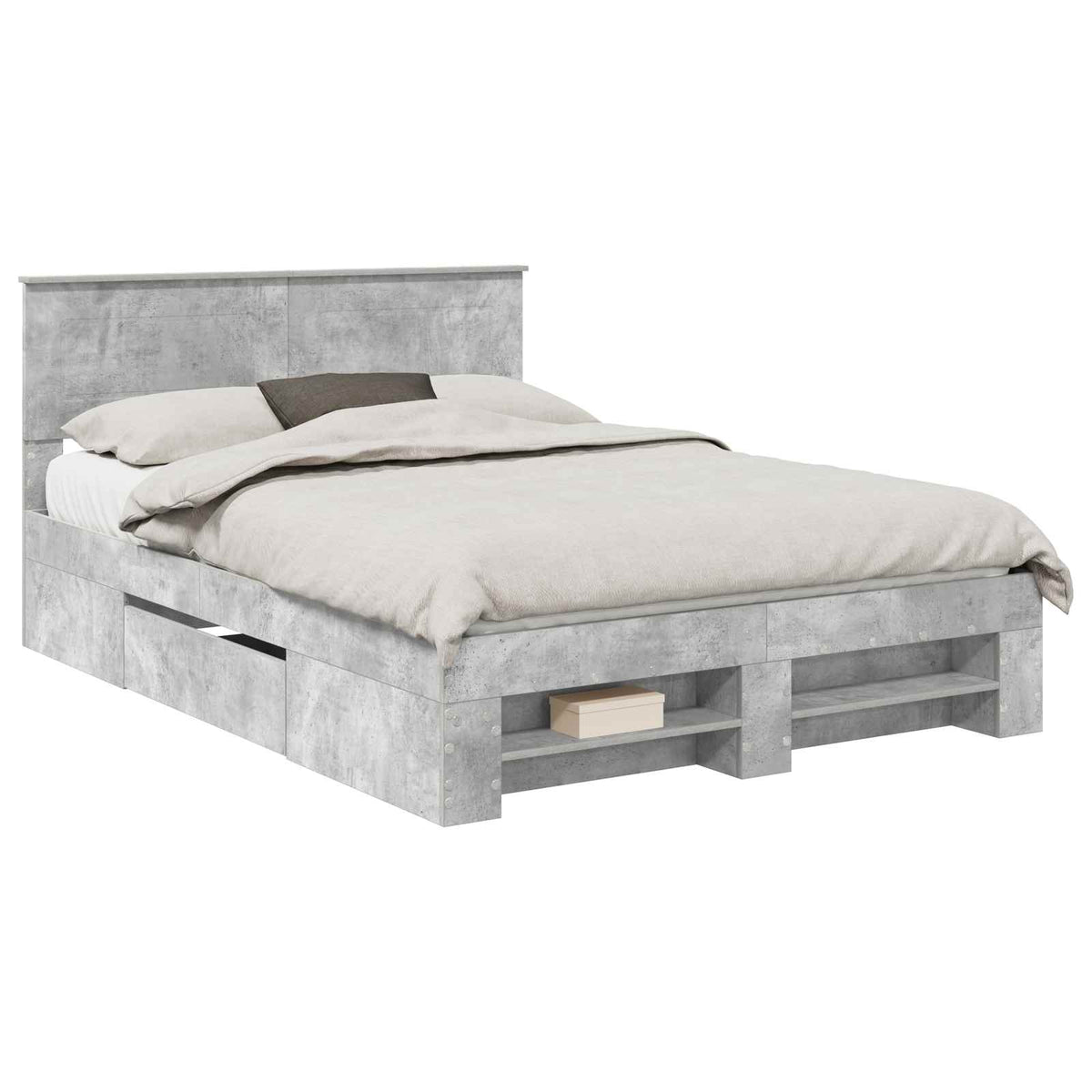 Bed Frame Engineered Wood Length 200 cm Concrete Grey 160 cm