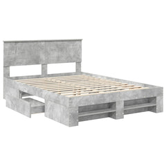 Bed Frame Engineered Wood Length 200 cm Concrete Grey 160 cm