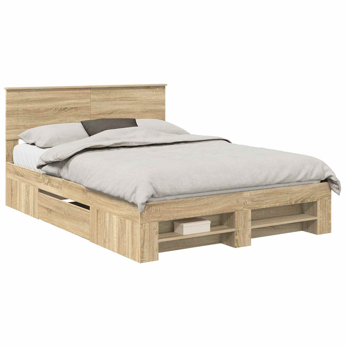 Bed Frame 140 x 200 cm Engineered Wood Length 190 cm Sonoma oak