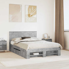 Bed Frame Engineered Wood Length Concrete grey