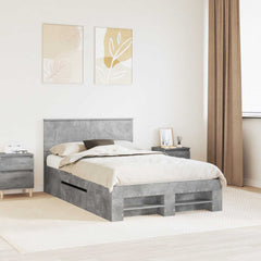 Bed Frame Engineered Wood Concrete Grey