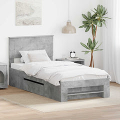 Bed Frame Engineered Wood Concrete grey