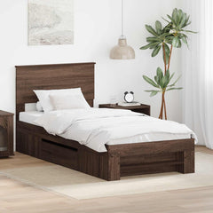 Bed Frame 75 x 190 cm Engineered Wood Brown oak