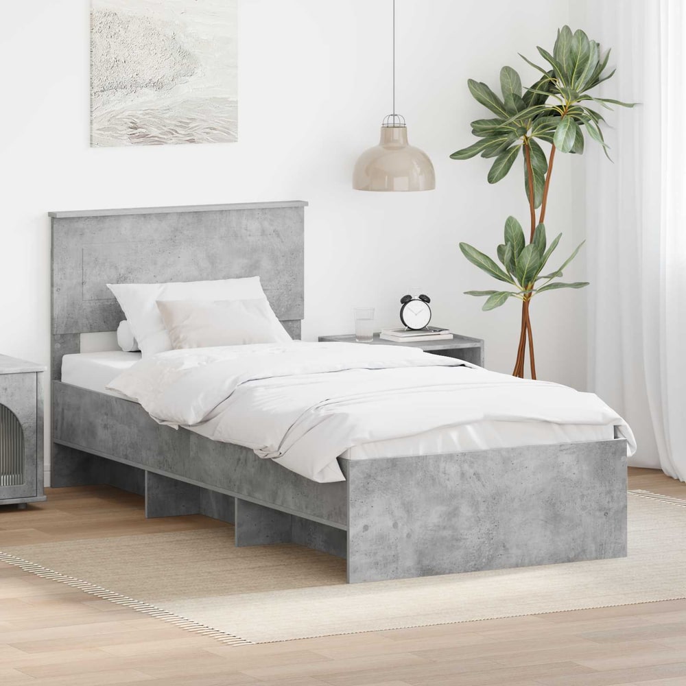 Bed Frame Engineered Wood Concrete Grey