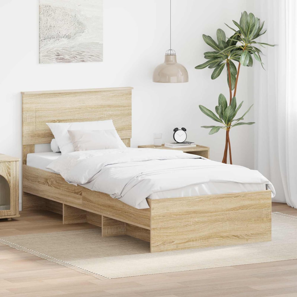 Bed Frame 75 x 190 cm Engineered Wood Sonoma oak