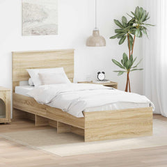 Bed Frame 75 x 190 cm Engineered Wood Sonoma oak