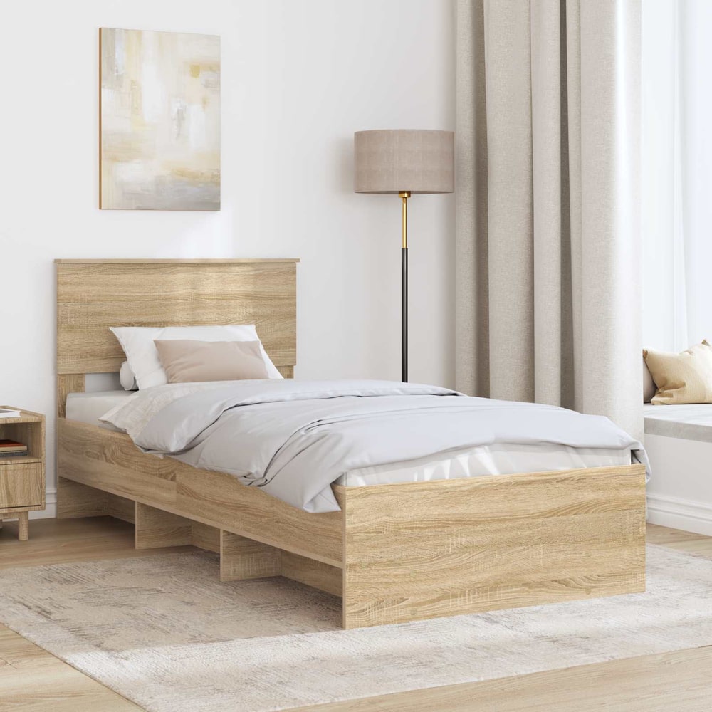 Bed Frame 75 x 190 cm Engineered Wood Sonoma oak