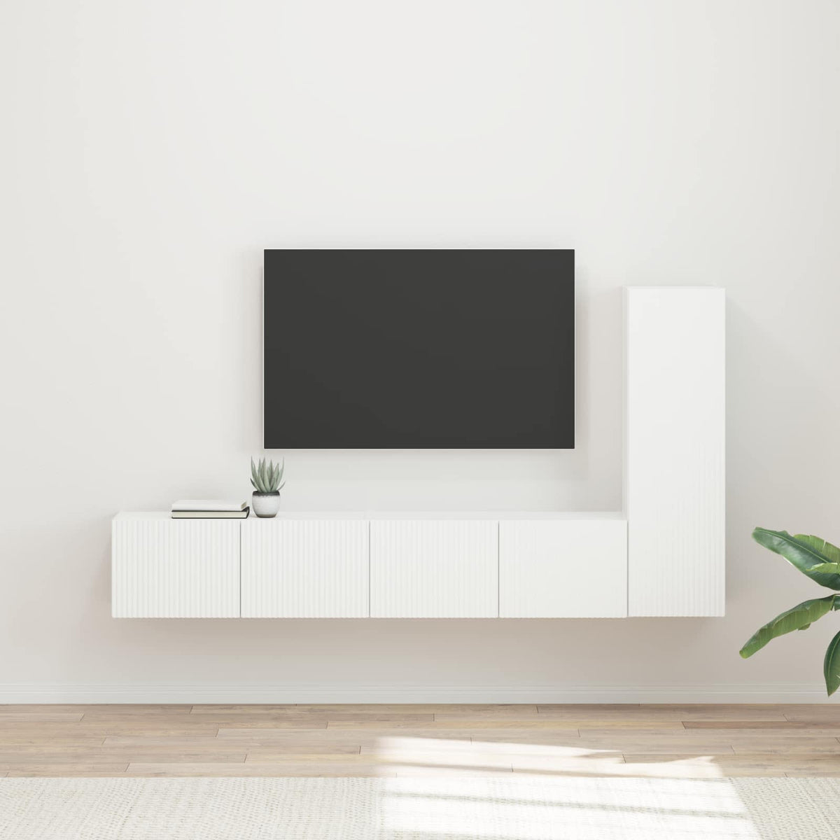 TV Cabinet Set 3 pcs Engineered Wood White