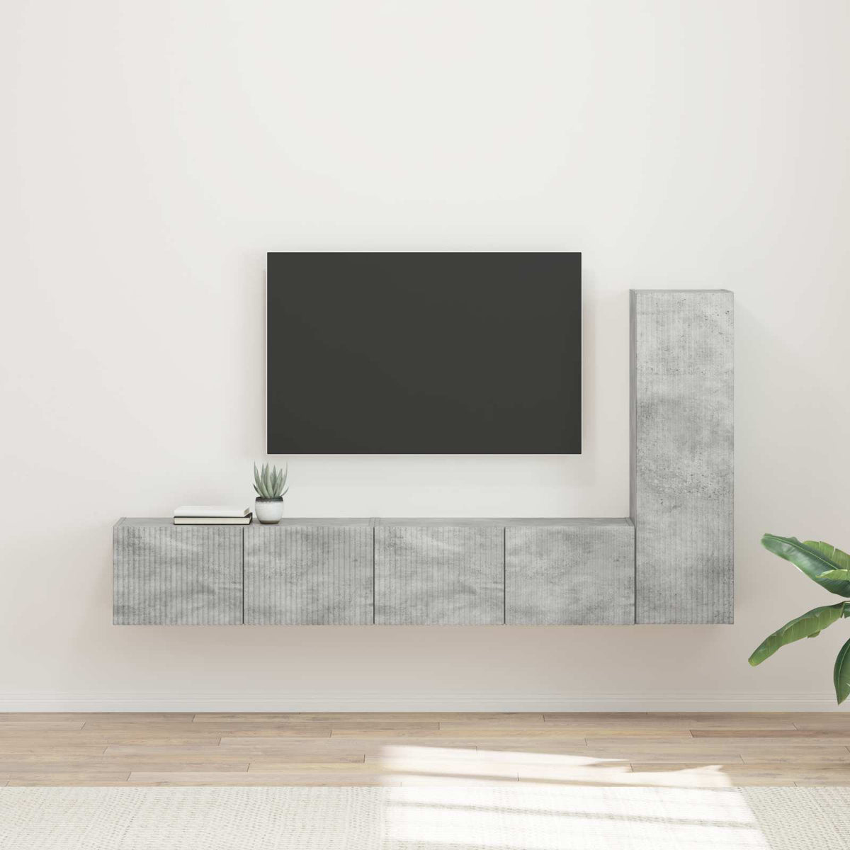 TV Cabinet Set 3 pcs Engineered Wood Concrete grey