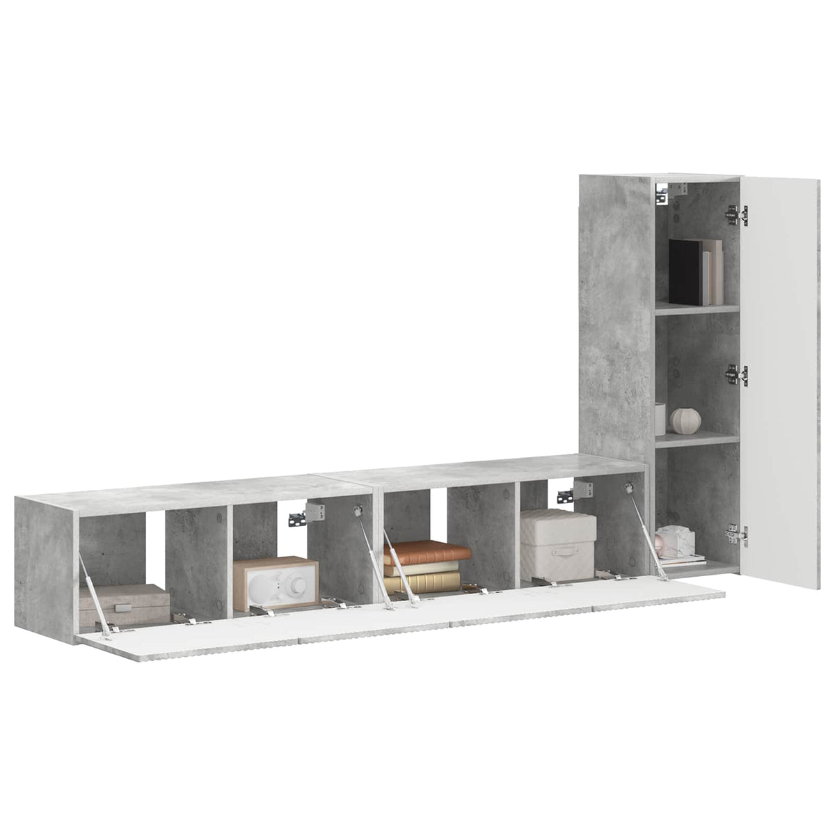 TV Cabinet Set 3 pcs Engineered Wood Concrete grey