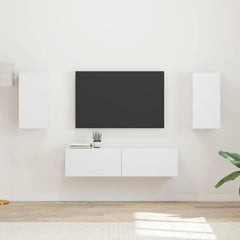 TV Cabinet Set 4 pcs Engineered Wood White