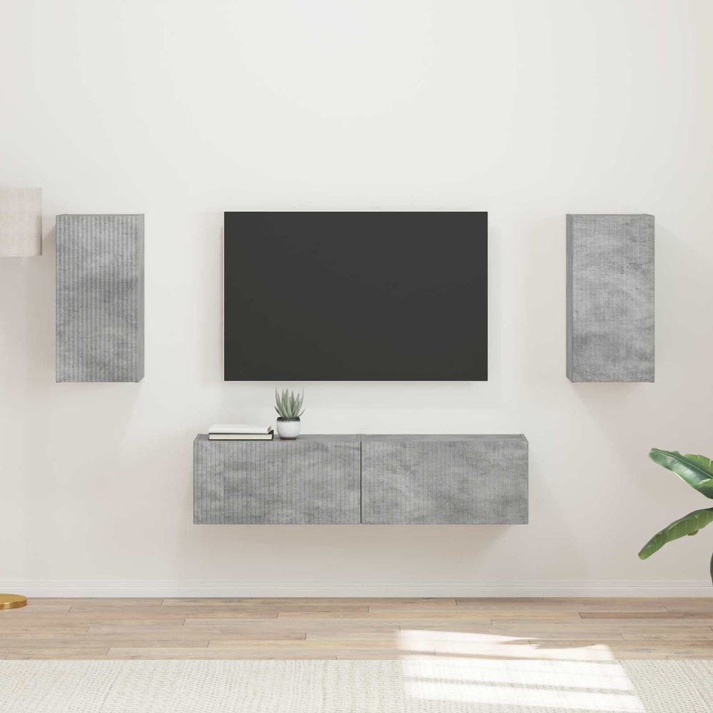 TV Cabinet Set 4 pcs Engineered Wood Concrete grey