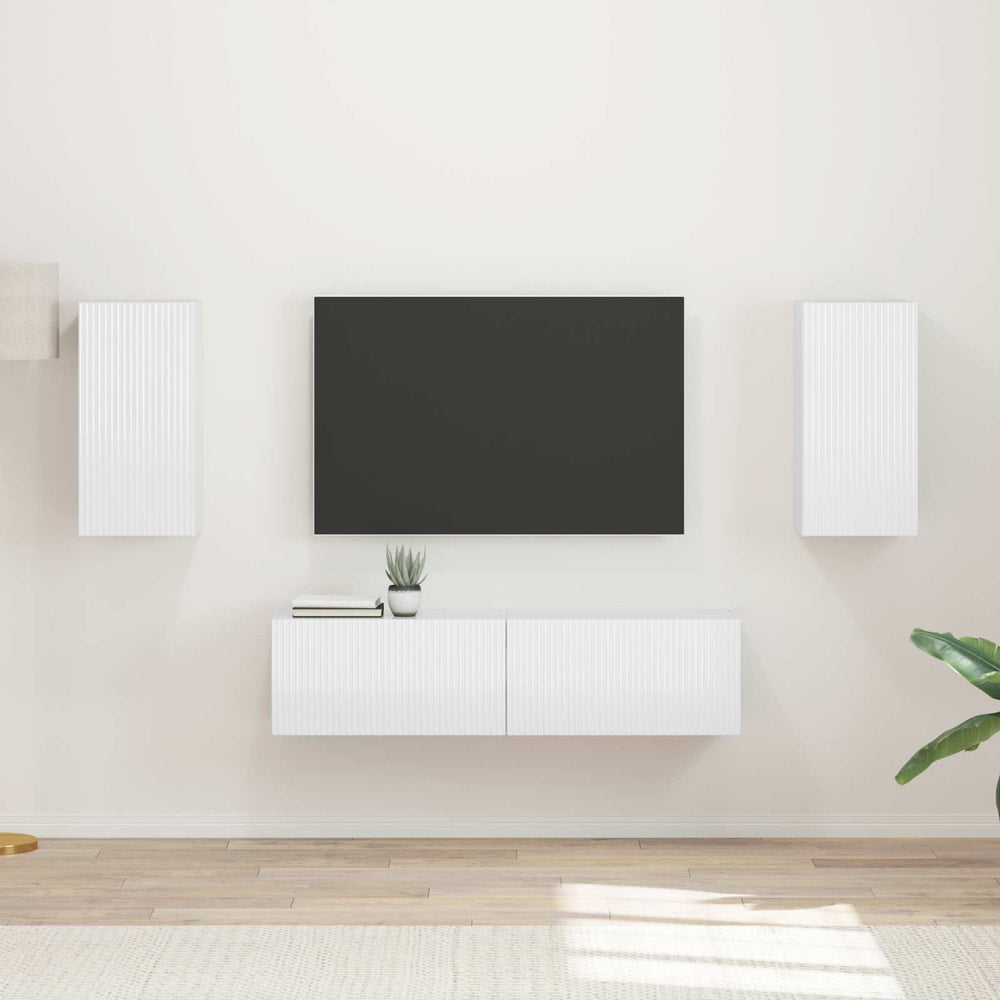 TV Cabinet Set 4 pcs Engineered Wood High gloss white