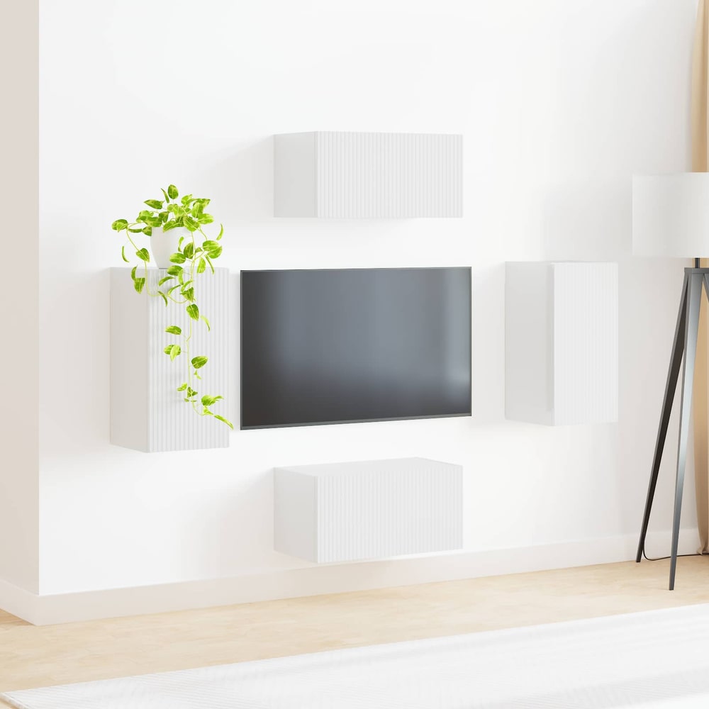 TV Cabinet Set 4 pcs Engineered Wood High gloss white