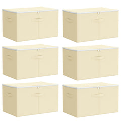 Storage Box Non-woven fabric 90 L Cream 6 pcs 55 cm 32 cm 35 cm