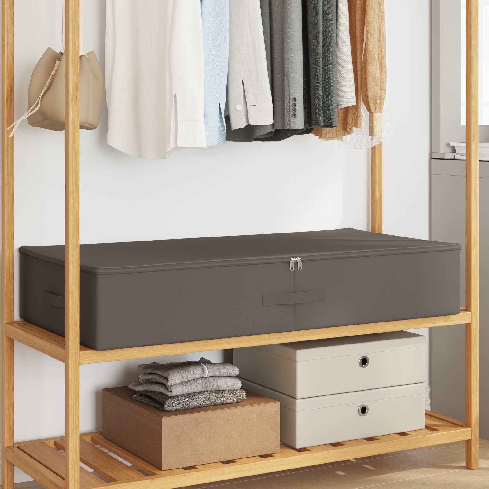 vidaXL Storage Box 2 pcs Non-woven fabric 100 x 50 x 18 cm 90 L Grey 1