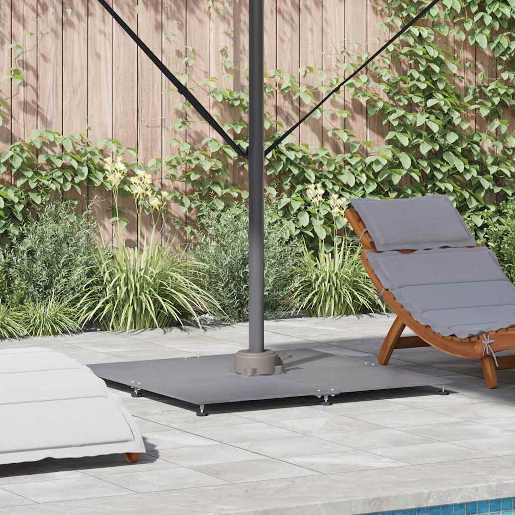 vidaXL Parasol Base 52 kg Dark grey wood look Steel Square Adjustable 1