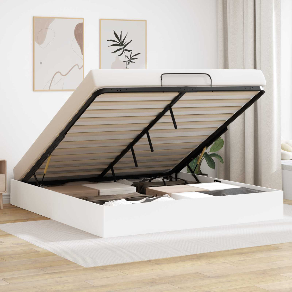 Ottoman Bed Frame Engineered Wood Length 200 cm White 160 cm